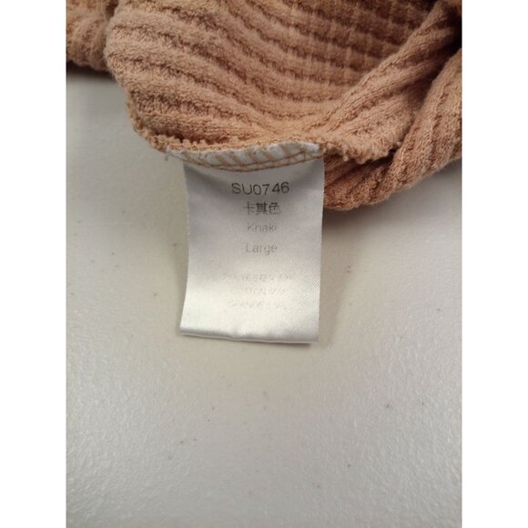 Women's Peach Scoop Neck Sweater Size Large Thermal Waffle Knit Look - Picture 5 of 5
